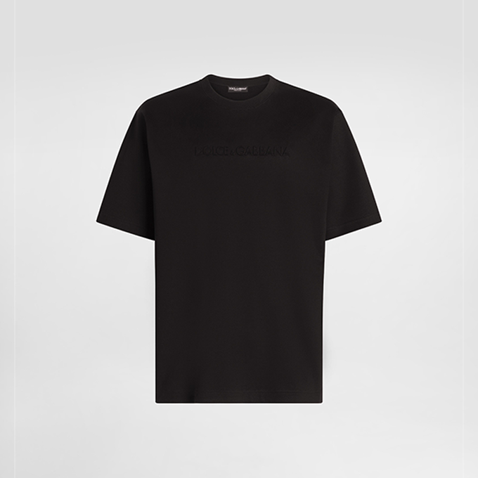 dolce & gabbana embossed letter logo cotton t-shirt